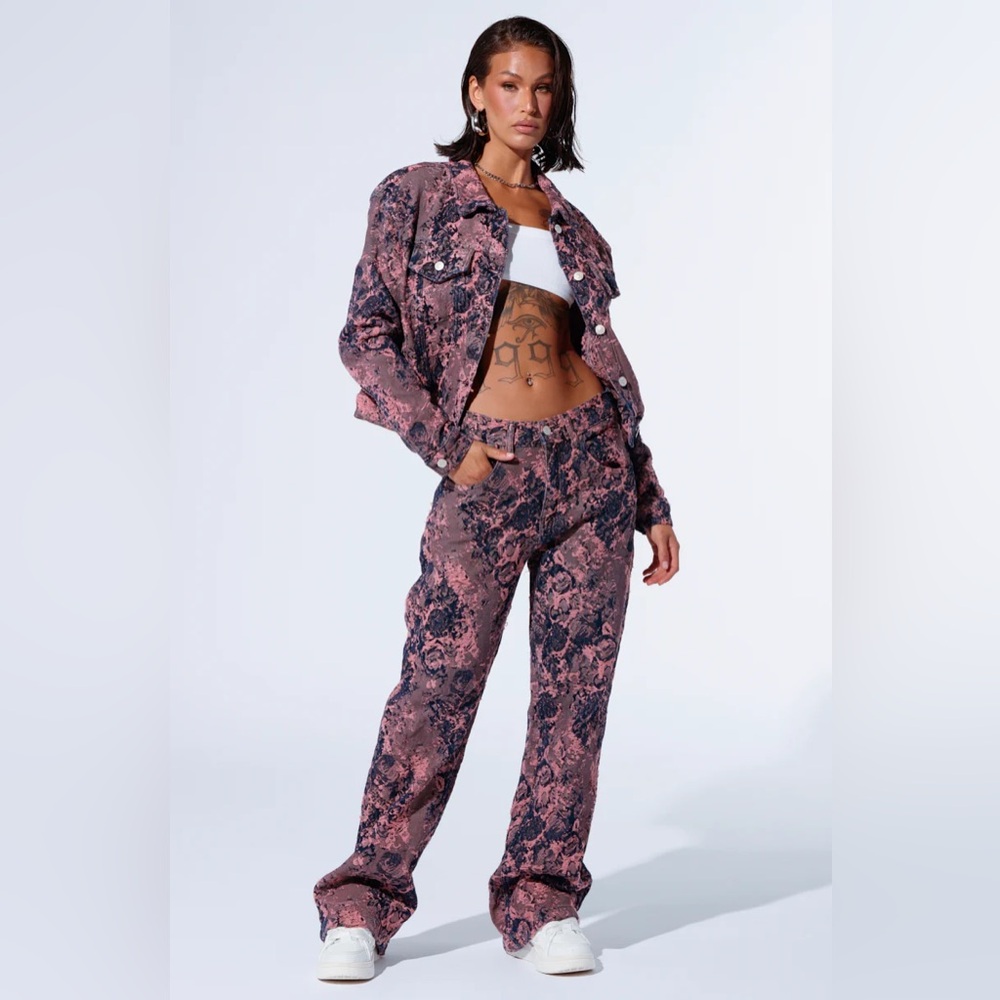 Stylish Pink and Dark Blue Women's Pants